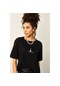 Xhan Kadın Siyah Önü Baskılı Oversize Basic T-Shirt Siyah