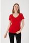 Snazzy Basic V Yaka T-shirt Kırmızı