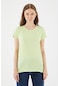 Snazzy Oval Yaka Basic Kadın Tshirt Neon Yeşil