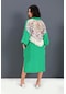 Kimono Arkası Baskılı Püsküllü Keten - Yeşil-yeşil
