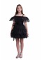 Kız Çocuk Simli Yeni Tasarım Yeni Desen Kısa Abiye Elbise 5345 Renk Siyah 10 14 Yaş Siyah