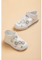 Şirinbebe Şiringenç Çiçekli Model Beyaz Kız ilkadım Bebek Çocuk Ayakkabı Sandalet-2319-Beyaz