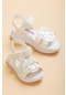 Şirinbebe Şiringenç Kare Baretli Beyaz Kız Bebek Çocuk Sandalet-2308-Beyaz