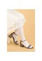 Kiko 761 Çatlak Günlük Kız Çocuk 3 Cm Topuk Sandalet Ayakkabı Pla Platin