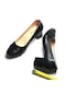 Akgüneş Siyah Kadın Kısa Kalın Topuklu Klasik Ofis Dügün Ayakkabı