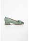 Dilimler Ayakkabı Fiyonklu Rugan Yeşil Kadın Topuklu Ayakkabı-1457-YESIL