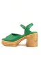 Kadın Divo Yeşil Ortopedik İç Taban Platform Topuk Sandalet-Yeşil