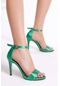 Kadın Yeşil Saten Gecce Serisi Tek Bantlı Ince Topuklu Ayakkabı TBGECCEMDNZ1100
