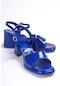 Katanya Saks Mavi Rugan Platform Topuklu Günlük Ayakkabı