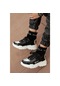 Khayt Star Sport Aqua Çorap Kalın Topuklu Kadın Ayakkabı Bot  Siyah