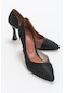 Luvishoes 653 Siyah Simli Topuklu Kadın Ayakkabı