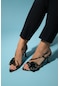 Luvishoes Publi Siyah Sarı Desenli İnce Topuklu Ayakkabı