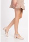 Mia Stilo-10301 Kadın Alçak Topuklu Bej Taşlı Babet Ayakkabı
