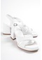 Notre Beyaz Deri Çapraz Bantlı Platform Topuklu Günlük Ayakkabı
