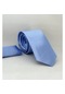 Açık Mavi Slim Fit Düz Renk Mendilli Saten Kravat - Ss-27 Mavi