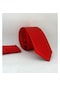 Kırmızı Slim Fit Düz Renk Mendilli Saten Kravat - Ss-02 Kırmızı