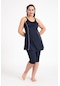 Kadın 502 Büyük Beden Şeritli Taytlı Elbise Mayo Lacivert-lacivert 31561 - 1
