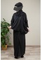 Dantelli Elbise Tek Parça Fermuarlı Pratik Namaz Elbisesi Siyah