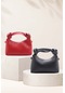 2'li Soft Deri Düğüm Detaylı Kulplu Zincir Askılı Mini El Omuz Baget Çanta Ella - Kırmızı-lacivert