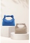 2'li Soft Deri Düğüm Detaylı Kulplu Zincir Askılı Mini El Omuz Baget Çanta Ella - Saks Mavi-vizon