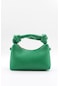 Kadın  Yeşil Soft Deri Düğüm Detaylı Kulplu Zincir Askılı Mini El Omuz Baget Çanta