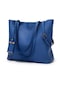 Moda Pu Deri Bayan Çantaları Kadın Haberci Çantaları Crossbody Omuz Çantası Koyu Mavi