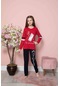 Yeni Sezon Kız Çocuk Gez Garson Uzun Kollu Mevsimlik Pamuklu Penye Pijama Takımı 2026 - Kırmızı