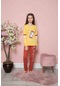 Yeni Sezon Kız Çocuk Gez Garson Uzun Kollu Mevsimlik Pamuklu Penye Pijama Takımı 2026 - Sarı