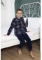 Yeni Sezon Sonbahar/Kış Erkek Çocuk B Desenli Polar Pijama Takımı 4502-Lacivert