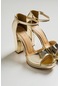 08k15 Altın Ayna Topuklu Kadın Ayakkabı
