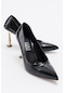 Luvishoes Merlot Siyah Rugan Kadın Topuklu Ayakkabı