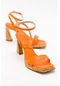 Luvishoes Reina Turuncu Cilt Kadın Topuklu Ayakkabı