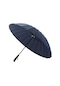 24 Telli Uzun Saplı Yağmur ve Güneşe Karşı Güçlendirilmiş Unisex Şemsiye - Mavi