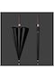 Yda-aka 8 Çerçeveli Kalınlaştırılmış Kuvvetli Rüzgara Dayanıklı Çift Şemsiye Otomatik Ahşap Uzun Saplı Şemsiye-siyah - Siyah