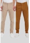 2 Li Standart Kalıp Chino Pantolon Taba Ve Taş Renkleri Çok Renkli