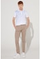 AC&Co / Altınyıldız Classics Erkek Bej Slim Fit Dar Kesim Yan Cepli Pamuklu Diyagonal Desenli Esnek Pantolon