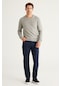 AC&Co / Altınyıldız Classics Erkek Lacivert 360 Derece Her Yöne Esneyen Slim Fit Dar Kesim Diyagonal Desenli Pantolon