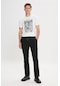 AC&Co / Altınyıldız Classics Erkek Sıyah Slim Fit Dar Kesim Beli Bağlamalı Yan Cep Gofre Desenli Pantolon