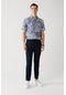 Avva Erkek Lacivert Kolay Ütülenir Yandan Cepli Mini Ekose Desenli Relaxed Fit Rahat Kesim Chino Pantolon A31Y3303