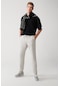 Avva E003052 Yandan Cepli Beli Lastikli Keten Dokulu Relaxed Fit Rahat Kesim Erkek Pantolon - Taş  Rengi