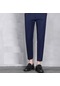 Erkek Gündelik Kore Tarzı Modaya Uygun Yeni Stil Dokuz Noktalı Pantolon Koyu Mavi