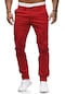 Erkek Yeni Gündelik İnce Düz Renk Pantolon - Kırmızı