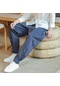 Ikkb Yeni Moda Rahat Geniş Erkek Çizgili Pantolon - Lacivert