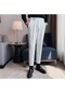 Ikkb Yeni Stil Erkek Business Casual Yüksek Bel Pantolon Beyaz
