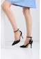 8,5cm Siyah Rugan Stiletto Sivri Burun Kadın Topuklu Ayakkabı