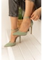 La Limar su yeşili Stiletto Sivri Burun Kadın Topuklu Ayakkabı