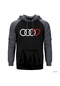 3 Audi Rings Hearth Gri Reglan Kol Kapşonlu Sweatshirt Gri