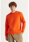 AC&Co / Altınyıldız Classics Erkek Turuncu Standart Fit Normal Kesim İçi Polarlı Bisiklet Yaka Sweatshirt Turuncu