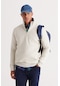 AC&Co / Altınyıldız Classics Standart Fit Normal Kesim İçi Polarlı Bato Yaka Pamuklu Erkek Sweatshirt Bej