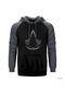 Assassins Creed Logo Dark Gri Reglan Kol Kapşonlu Sweatshirt Gri